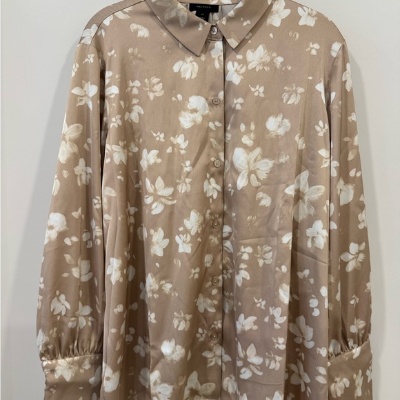 NWT-Print Button-Up Shirt Halogen- Size L - Picture 5 of 5